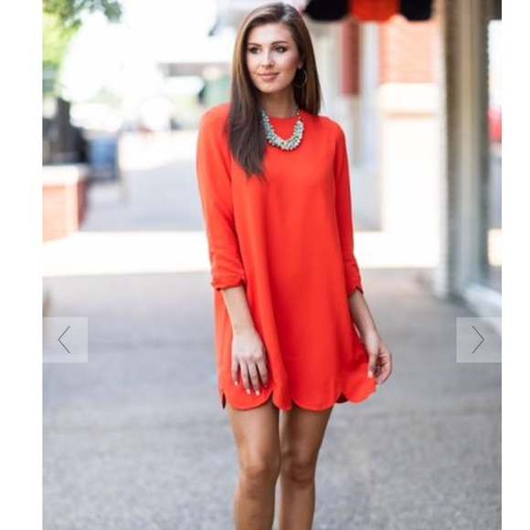 NWOT scalloped red dress - Picture 2 of 8